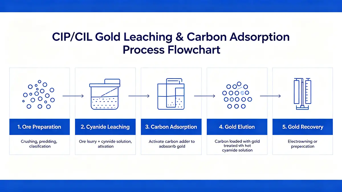CIP/CIL Gold Leaching & Carbon Adsorption Process Flowchart